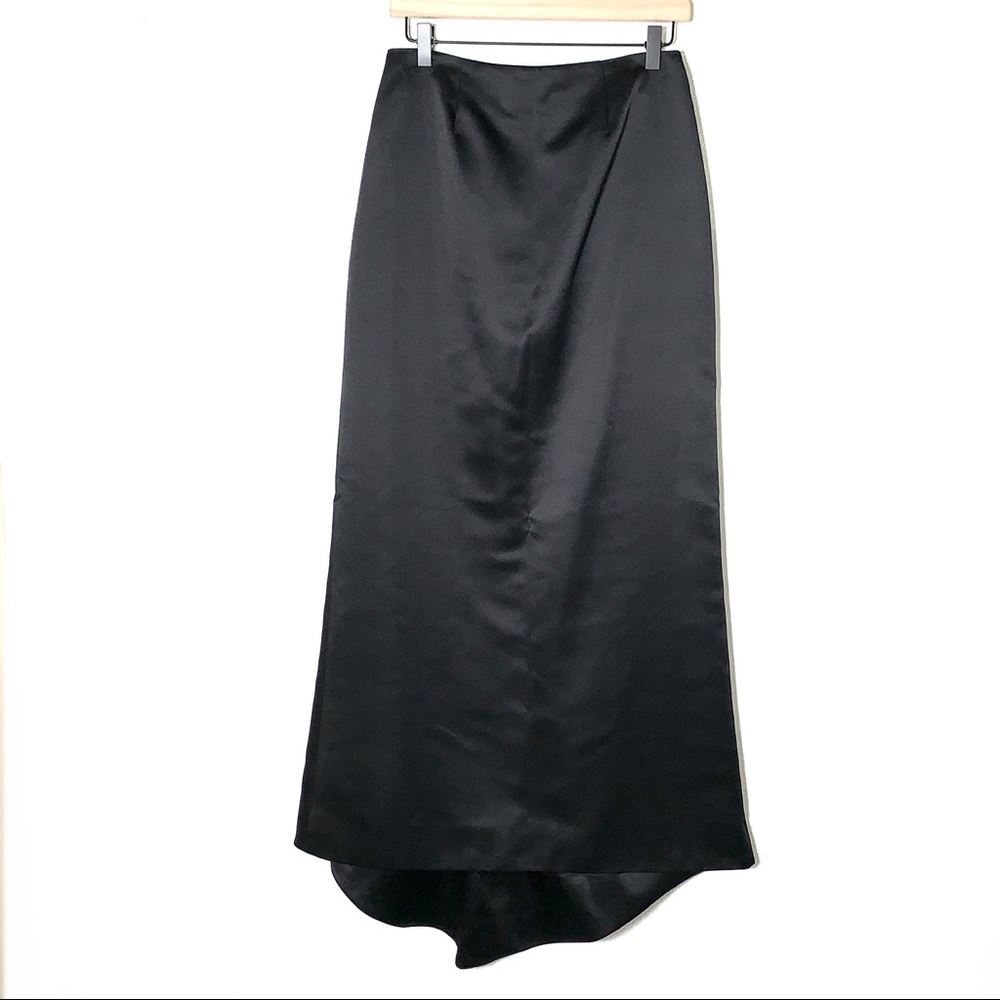 David’s Bridal black satin high waist Maxi skirt